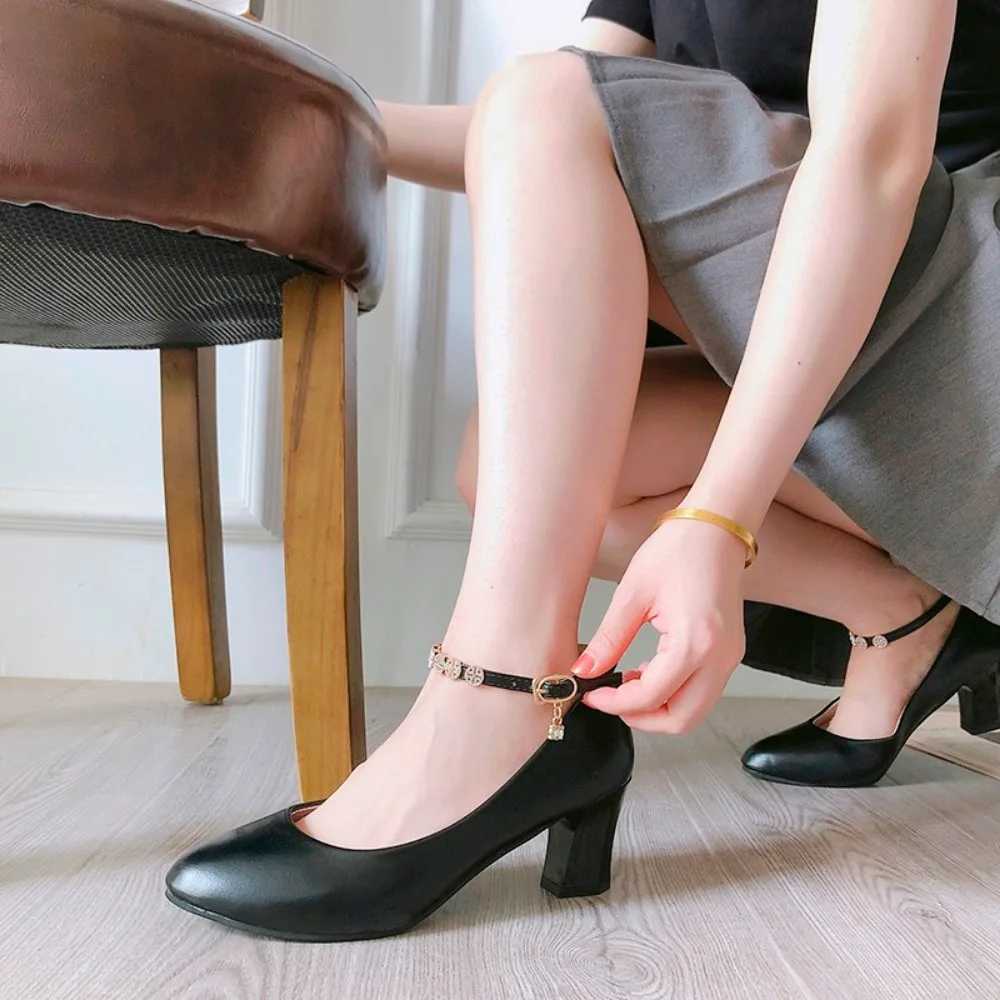 High Quality Womens High Heels Spring/Summer Thick High Heels Comfortable Fi Womens Shoes Cute Buckle High Heels Size 34-41 T241024