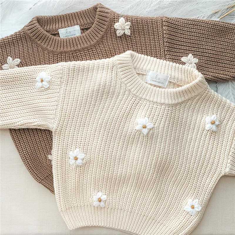 Newborn Baby Winter Flower Sweater 2023 Autumn Newborn Baby Clothing Pull up Knitted Childrens Sweater W241025