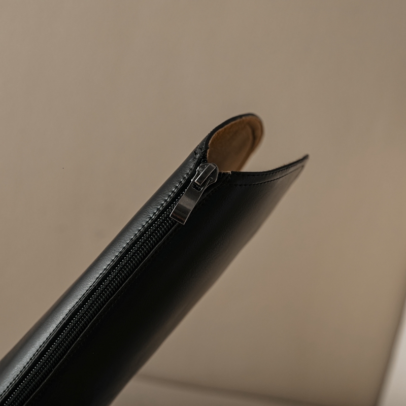 Kaky's New Square Head Mid Heel Genuine Leather Cowhide Women's High Sleeve Long Western Boots