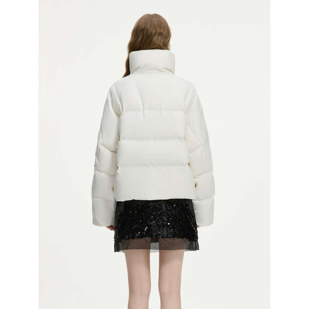FSLE 126.2G Filg Amount Women Short Coats Stand Collar Commuter Female White Duck Down Jackets 24Fs14076