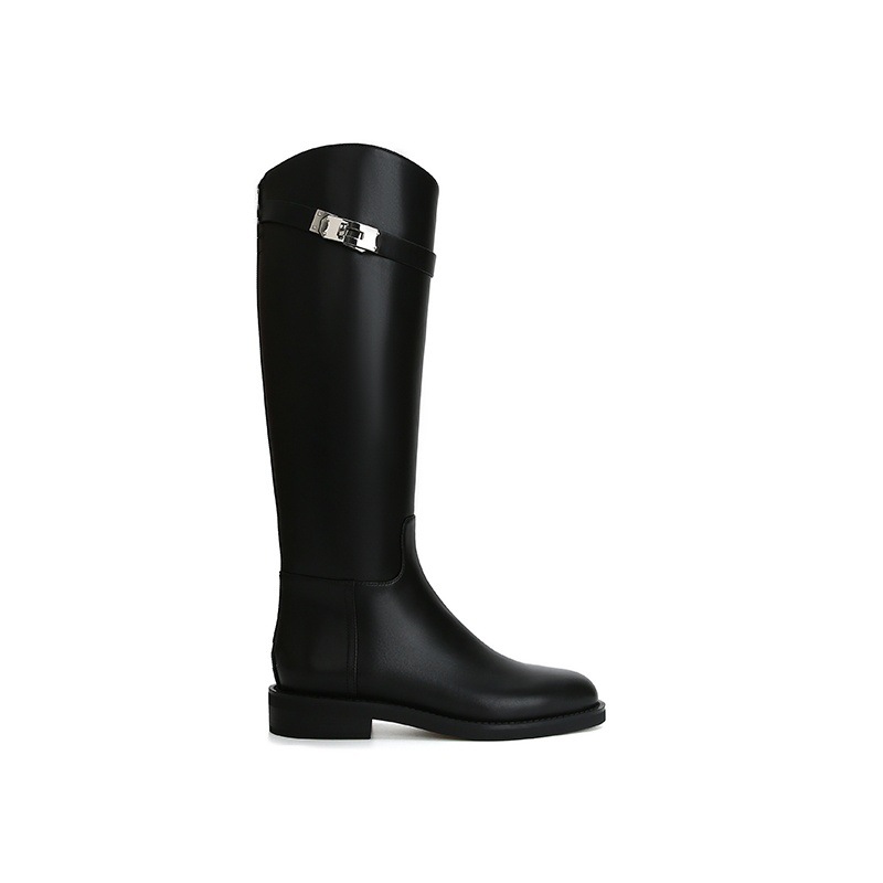 Thigh High Boots Brown Women Vintage Leather Square Heel Knee Height Buckle Boot Keep Warm Round Toe Shoes British Style 240723