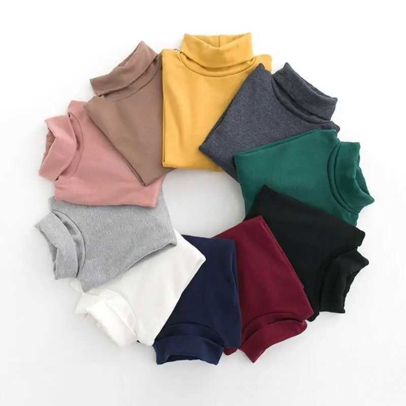 Autumn Boys and Girls Turtle Neck Soft Solid Color Sweater for Children Winter Knitted Long Sleeve Shirt for Boys Sweater for Children W241025