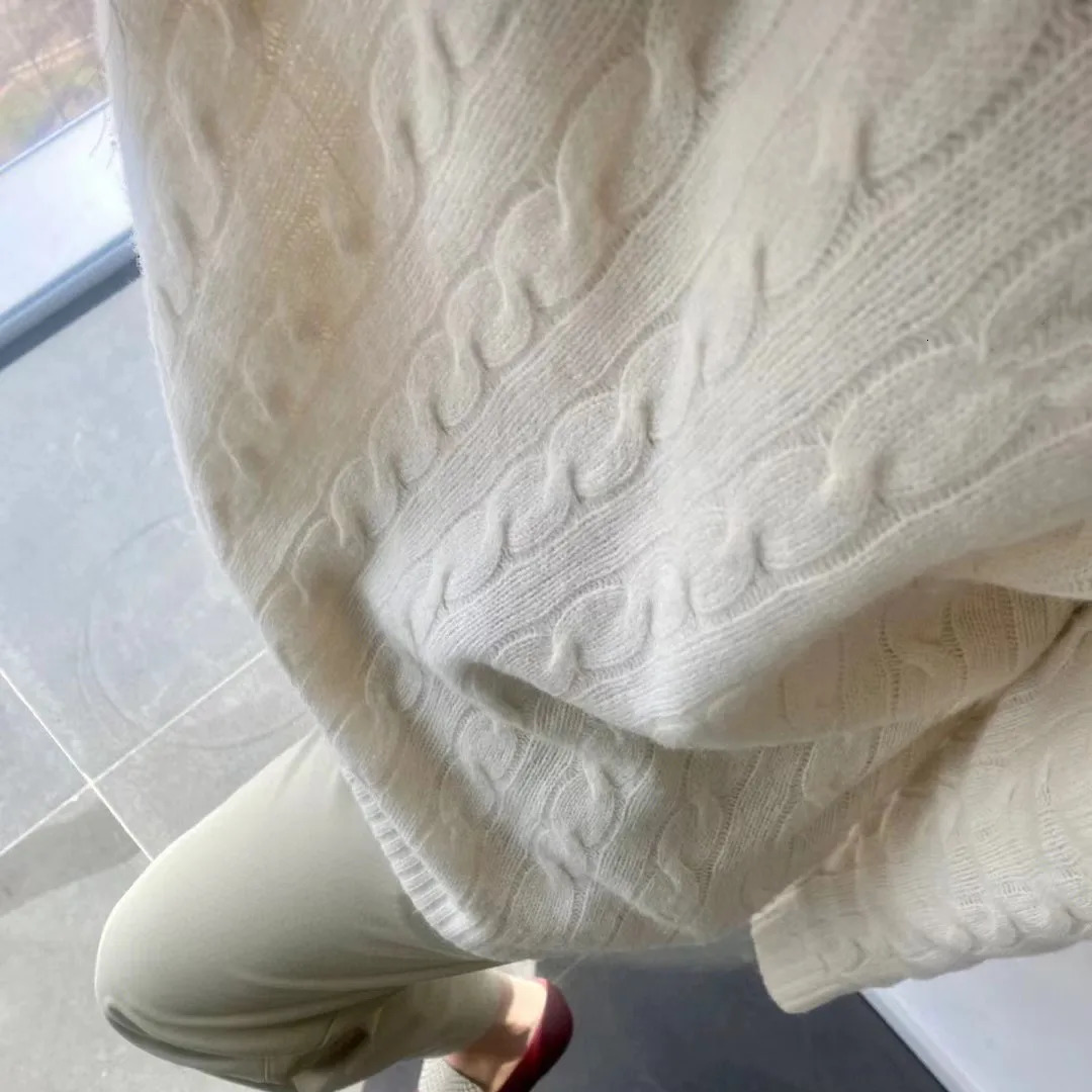 Couples Boutique High Quality Embroidery Knitted Womens Cashmere Sweater Round Neck Twist Pullovers Autumn Winter Tops F874 241021