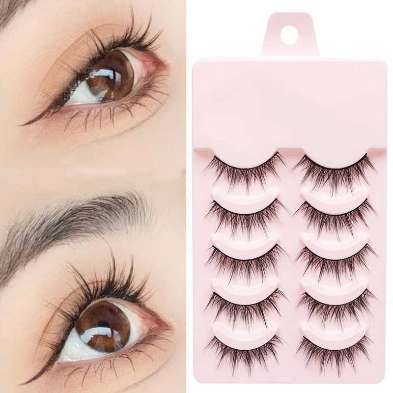 LTWEGO 5 pairs of eyelash comic natural false eyelashes fluffy and soft cross fairy little devil eyelash extension makeup toolW241024
