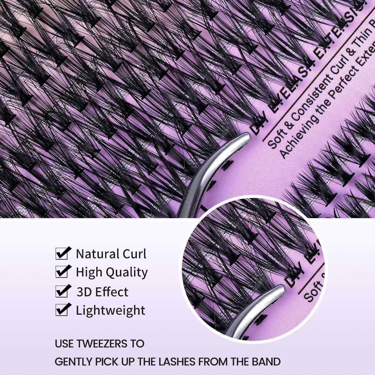 MAGEFY 800Pcs DIY eyelash extension kit 40D60D80D eyelash cluster natural Wispy D curl 9-16mm personal eyelash extension kitW241024