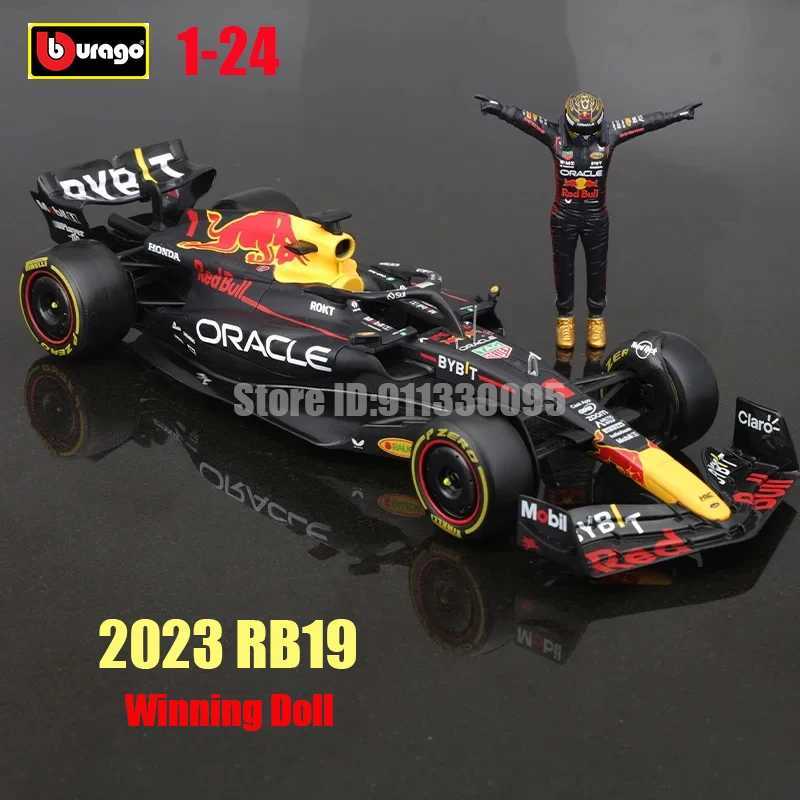 Bburago 1 24 2023 F1 Red Bull Racing RB19+Winning Doll 1# Verstappen 11# Perez Paint Formula One Alloy Super Toy Car Model X241024