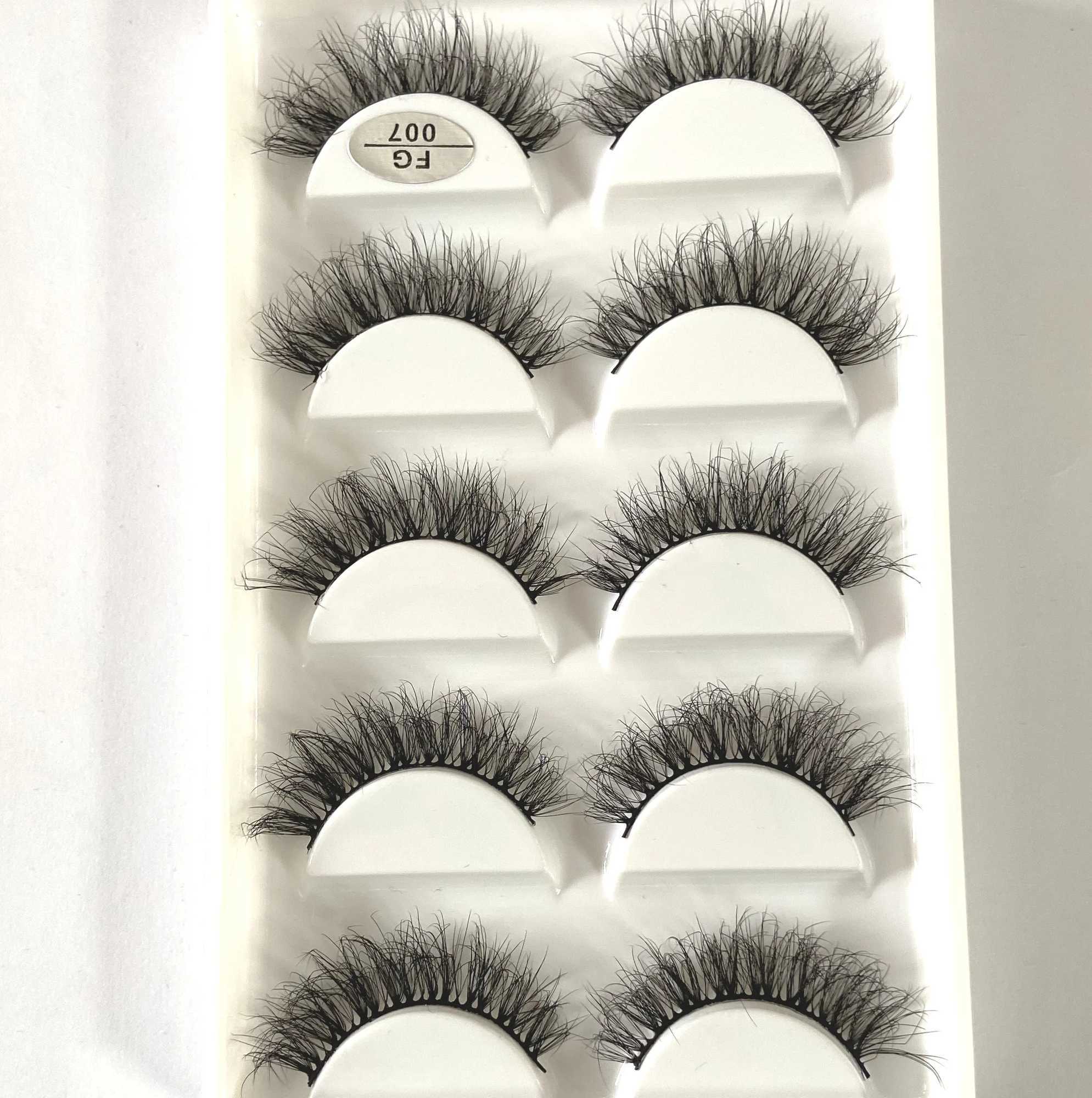 5 pairs of 3D artificial mink eyelashes natural long and fluffy false eyelashes soft eyelashes reusable makeup short eyelash extensionW241024
