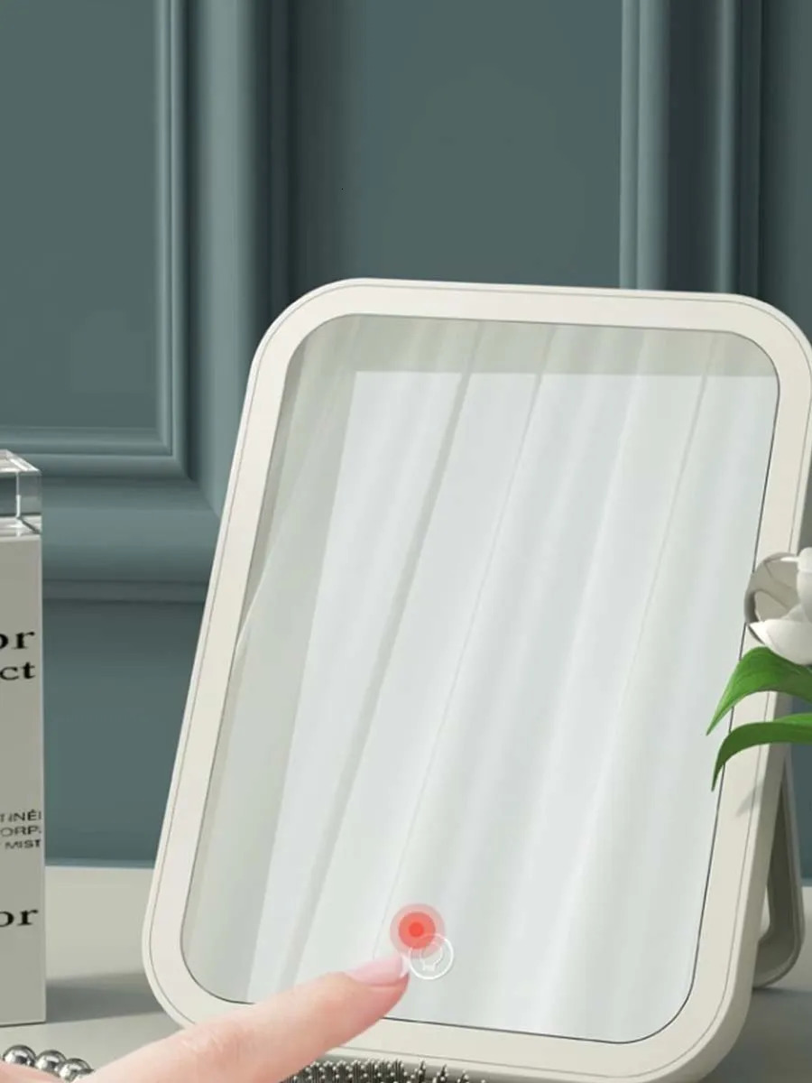 USB Compact LED Vanity Mirror with Touch Screen Dimming Makeup Not Rechargeable 241024