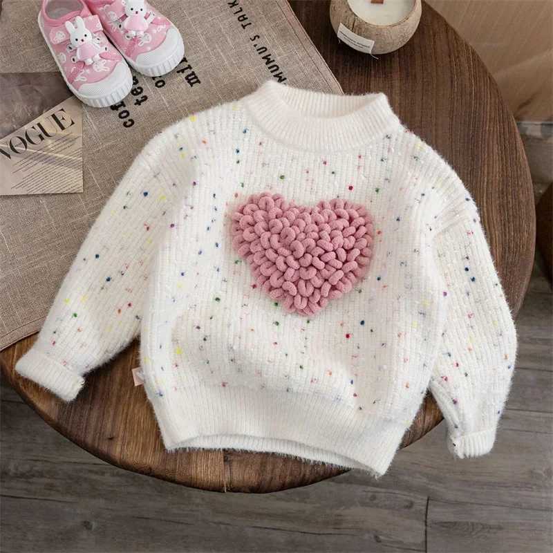 Girls Sweaters Autumn Childrens Winter Promotion 2023 Childrens Sweaters Love Knitted Preschool Shirt Warm Baby Top W241025