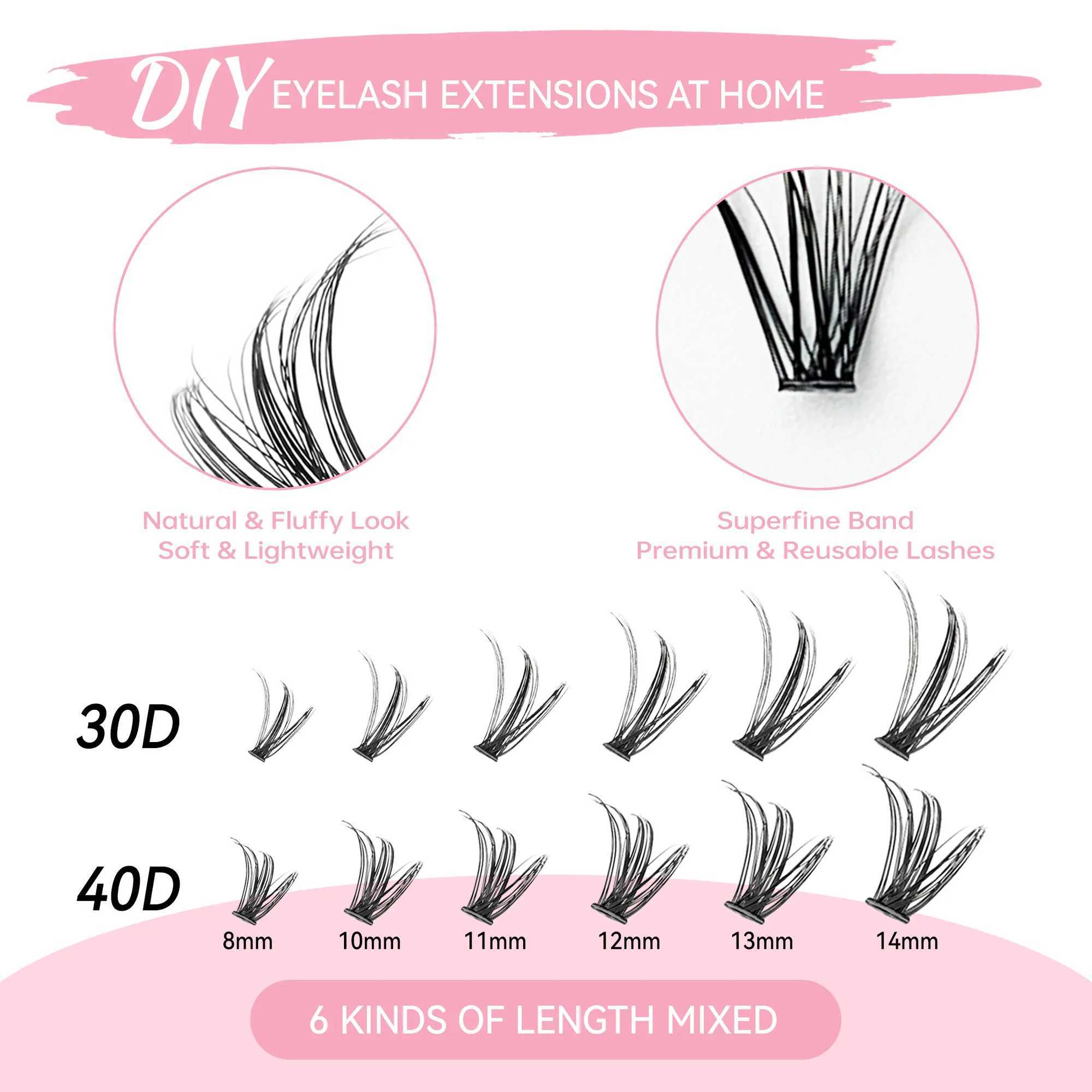 200 eyelashes cluster eyelash adhesive and sealing makeup tool DIY eyelash extension kit for eyelash glue accessoriesW241024