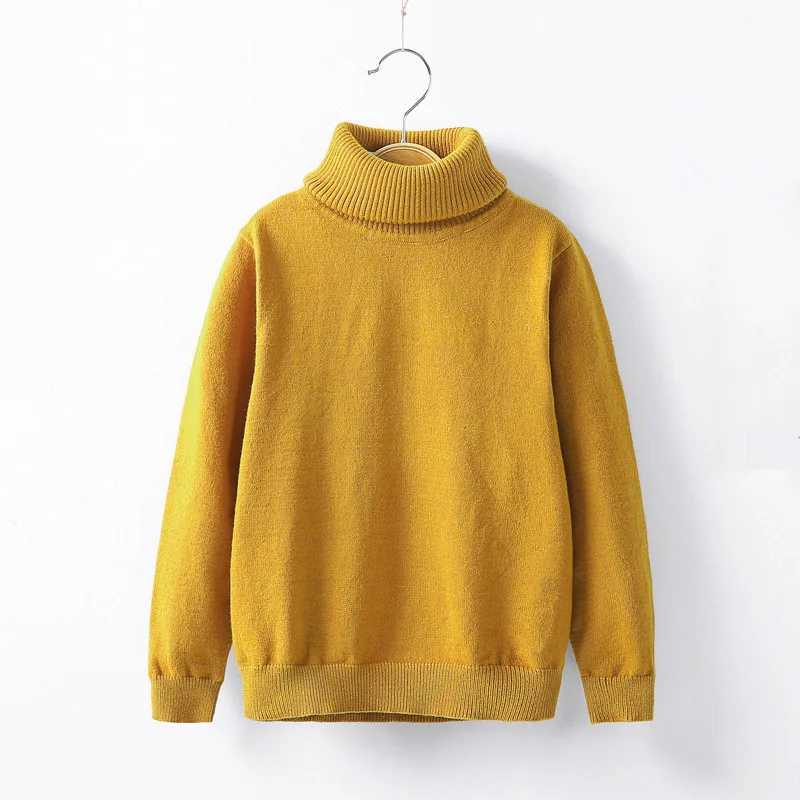 2-12 tons of clothing for children boys and girls autumn and winter warm pull style long sleeved turtle neck knitting casual plain knitting W241025