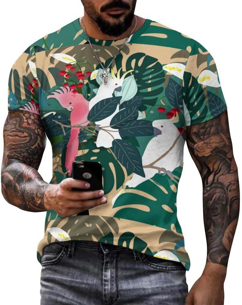 Mens T shirt Toucan Tropical Pattern Cotton T-Shirt 3D Printed Casual Shirt Men's Crew Neck T-Shirt All-in-one fashion tee cool Casual tops summe