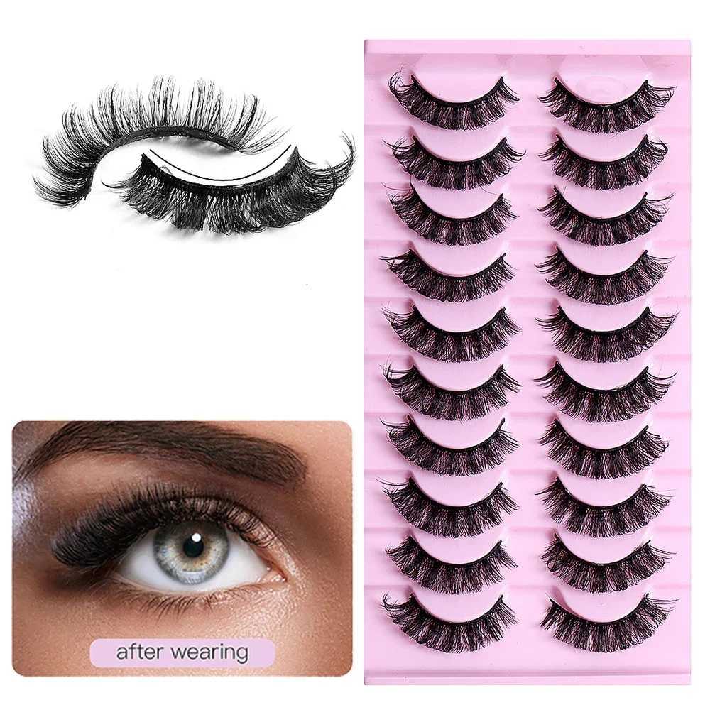 10 pairs of DD curly Russian lashes fluffy volume false eyelashes DD curly dramatic chaos artificial mink false eyelashes makeupW241024