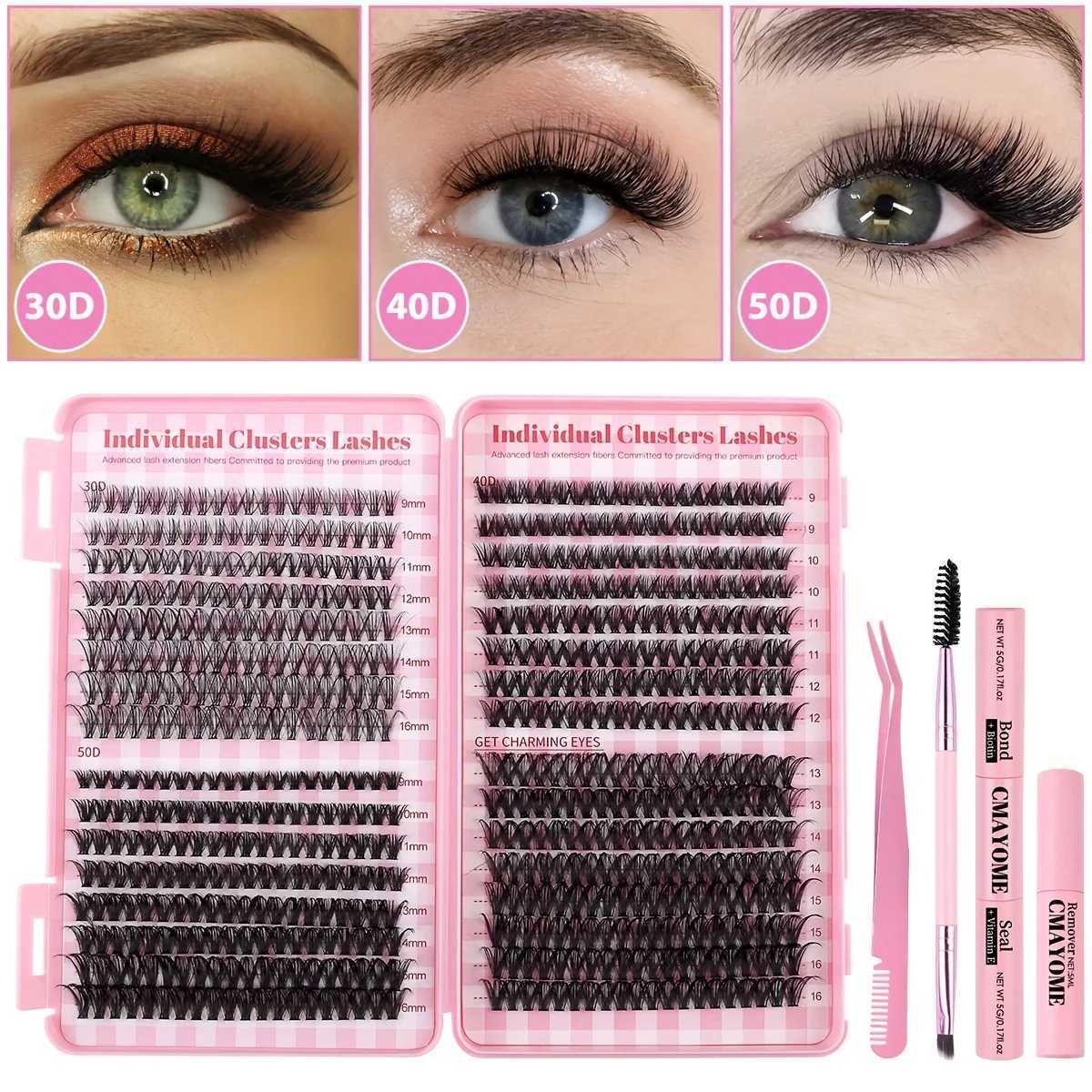 640 Luxury Eyelash Extension Kit with D-Curled Single Eyelash Eyelash Cluster Eyelash Adhesive and Sealing and Tweech-aW241024