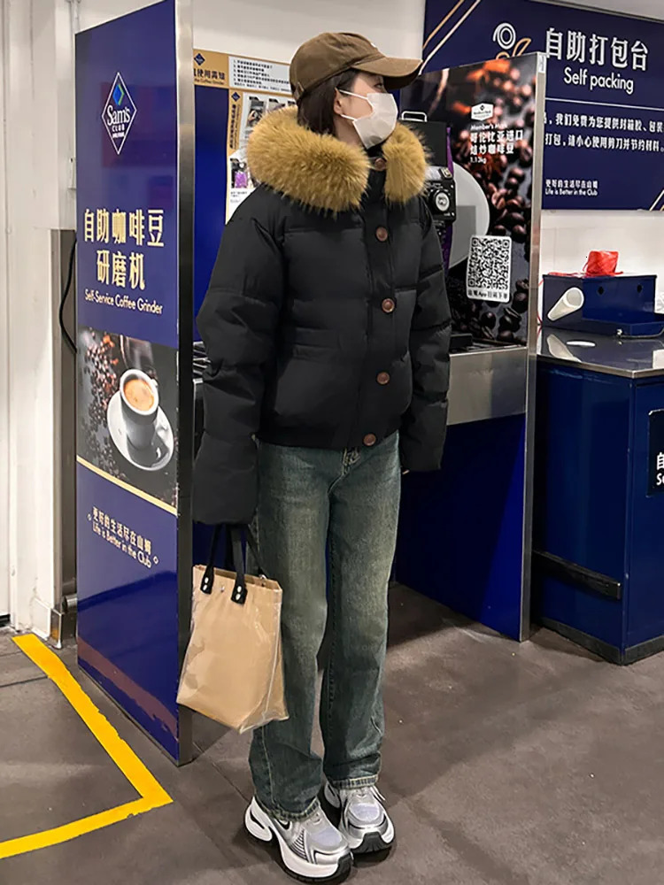 Vielleicht Winter Women Down Jacket Parkas Fashion HighQuality Warm Cotton Padded Coat Ladies Short Fur Hooded Outwear 241021