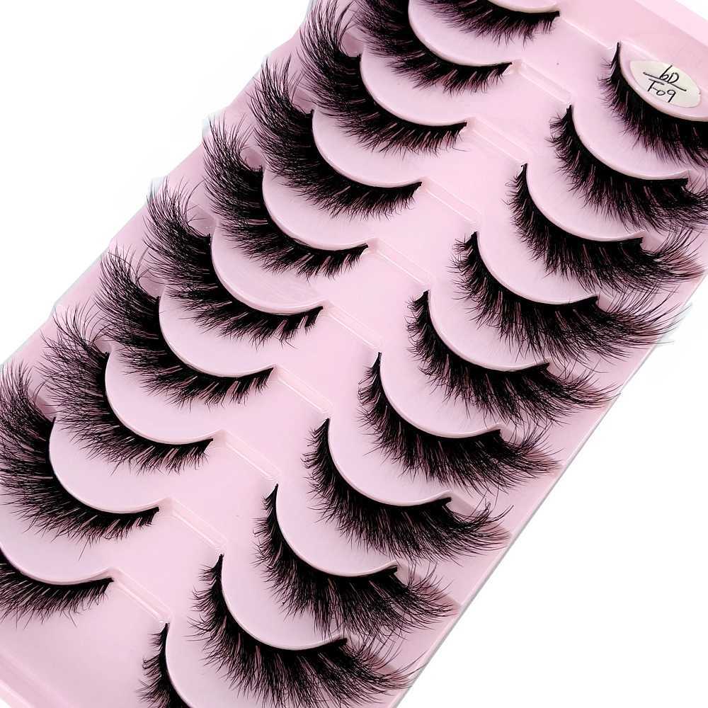 HBZGTLAD Cat Eyelash 3D Natural False Eyelash Fluffy Soft Cross 10 pairs Manga Eyelash Wispy Natural Eyelash Extension MakeupW241024