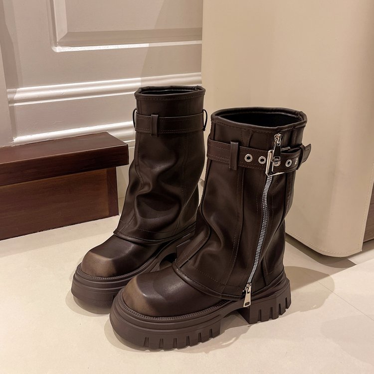 Winter Snow Boots for Men & Women - Warm Cotton Black Furry Shoes Booties bd1a