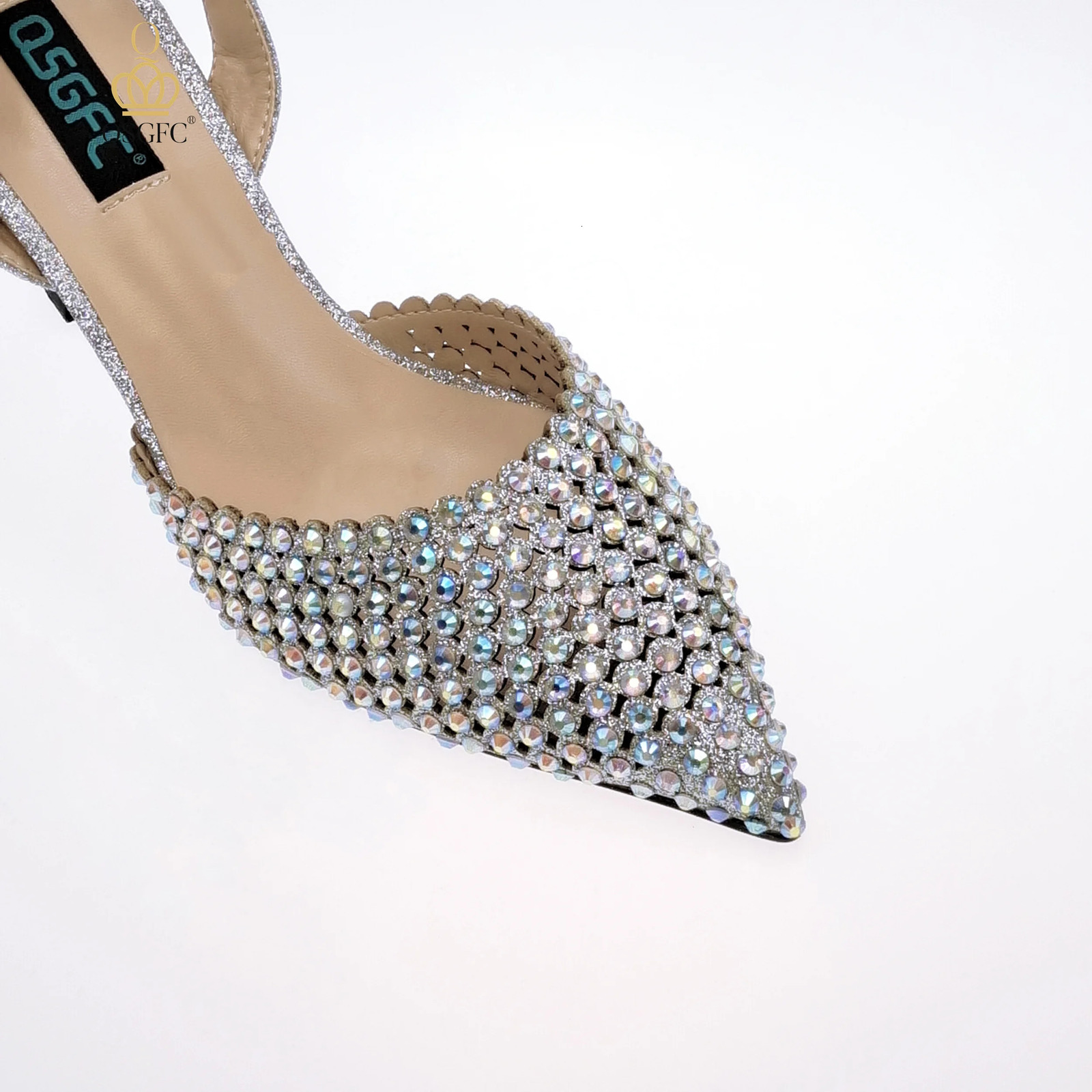 QSGFC cutting style Italian silver three-way bag elegant high heels 241024