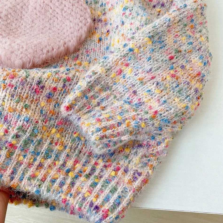 Childrens clothing for autumn and winter fashionable thick knitted pullover sweater for girls childrens 3D love top W241025