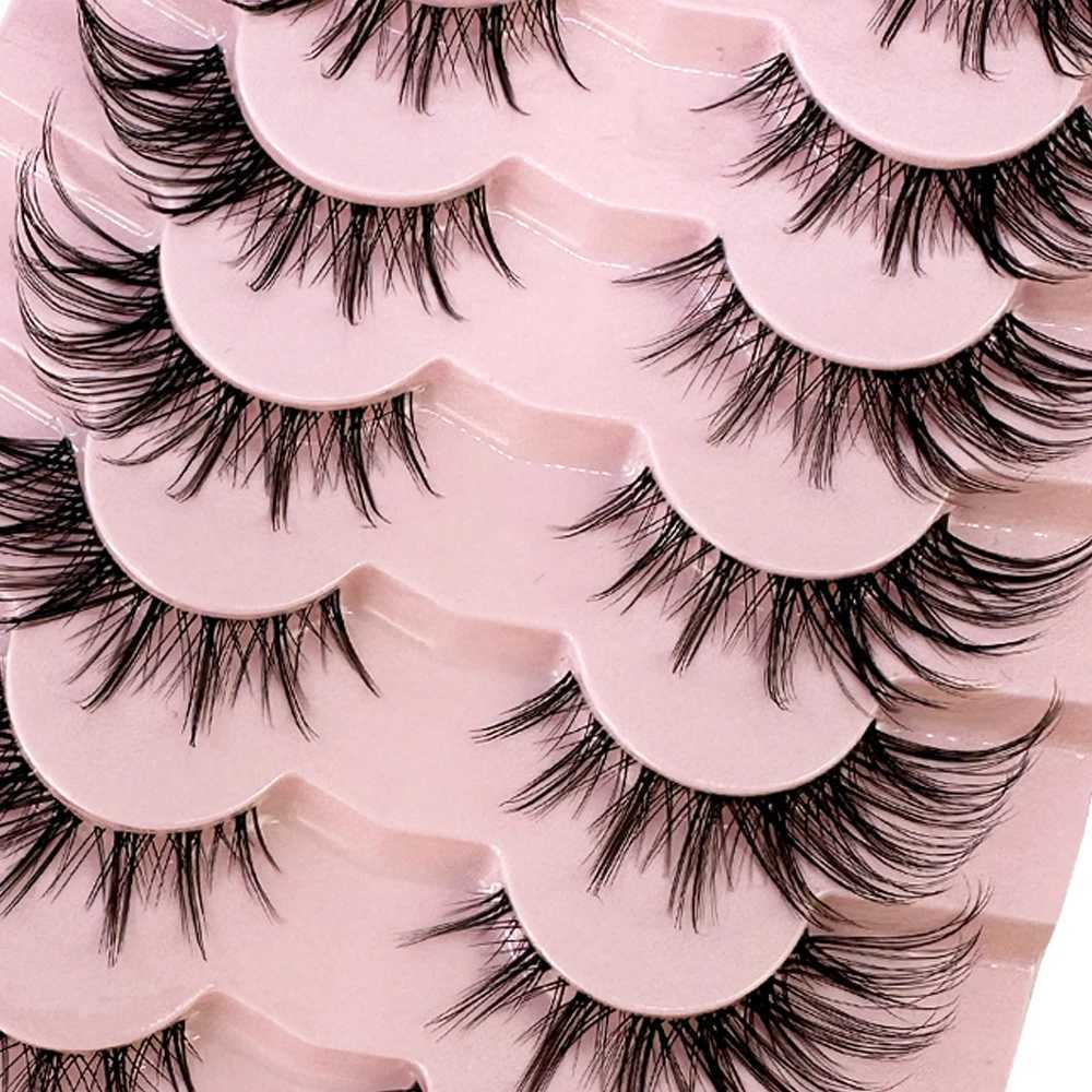 New 7 pairs of eyelash comics 3D transparent eyelashes with natural appearance Wispy mink eyelashes fluffy cat eye eyelash packs fake eyelashesW241024