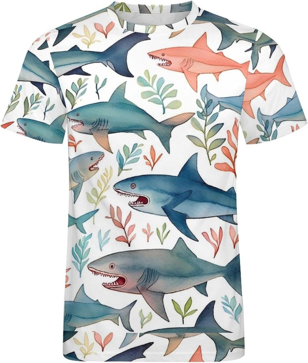 Mens T shirt Shark Pattern Cotton T-Shirt 3D Printed Casual Shirt Men's Crew Neck T-Shirt tee Casual tops summer All-in-one fashion clothes