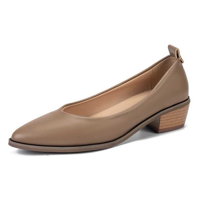 High Quality Spring and Autumn Womens Simple Single Shoes New Pointy Shallow Mouth Soft Leather Versatile Womens High Heels T241024