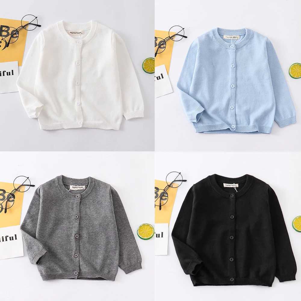 Baby clothing boy cardigan 6 to 9 12 18 24 months soft cotton white black gray light blue toddler girl sweater children cardigan W241025