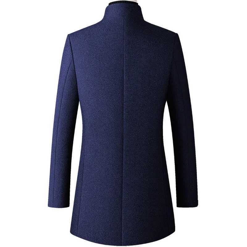 Brovon Brand Mens Long Jacket 2024 New Autumn/Winter Solid Color Mens Wool Coat Business Leisure Windproof Mens Trench W241024
