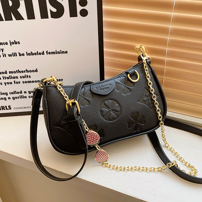 Texture chain 2024 early fall new women's retro color contrast shoulder with the same crossbody bag