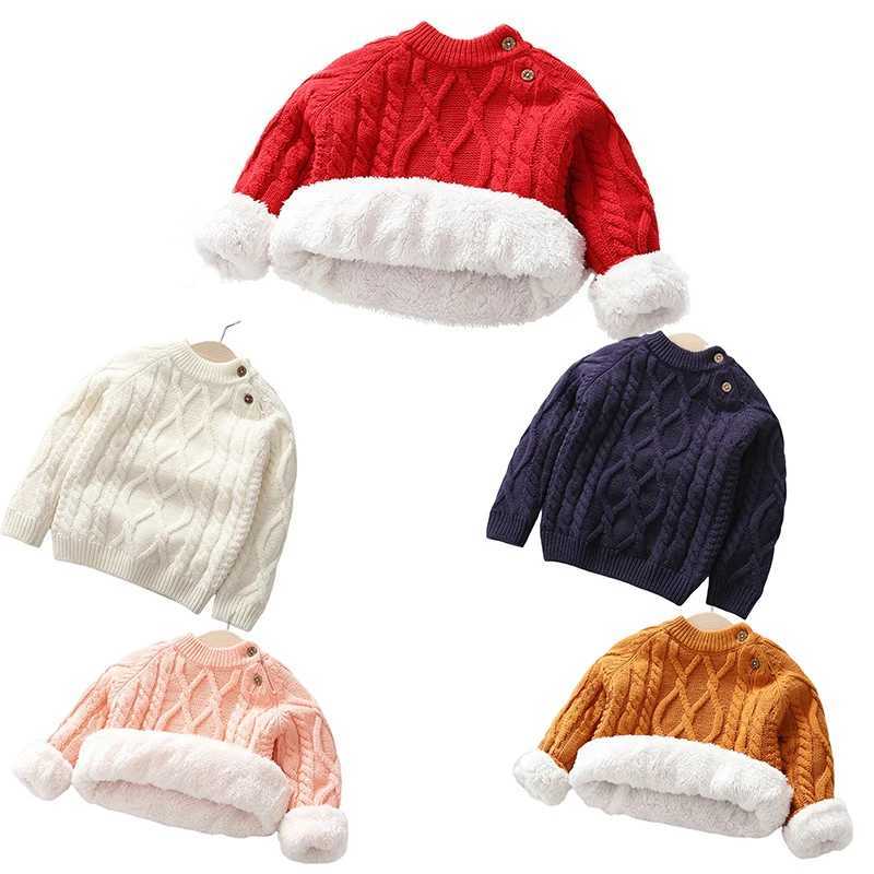 Baby boy girl sweater childrens wool thickened autumn winter zipper round neck long sleeved wool clothing girl torn sweater W241025