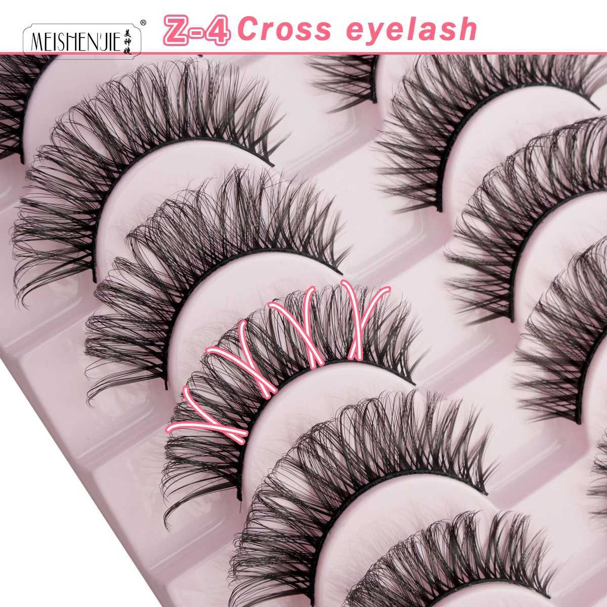 Artificial Cils 5/10 Double 3D Mink Eyelash Natural Long Wispy Fluffy Handmade Fake Eyelash Makeup Tool Full Eyelash MaquillajeW241024
