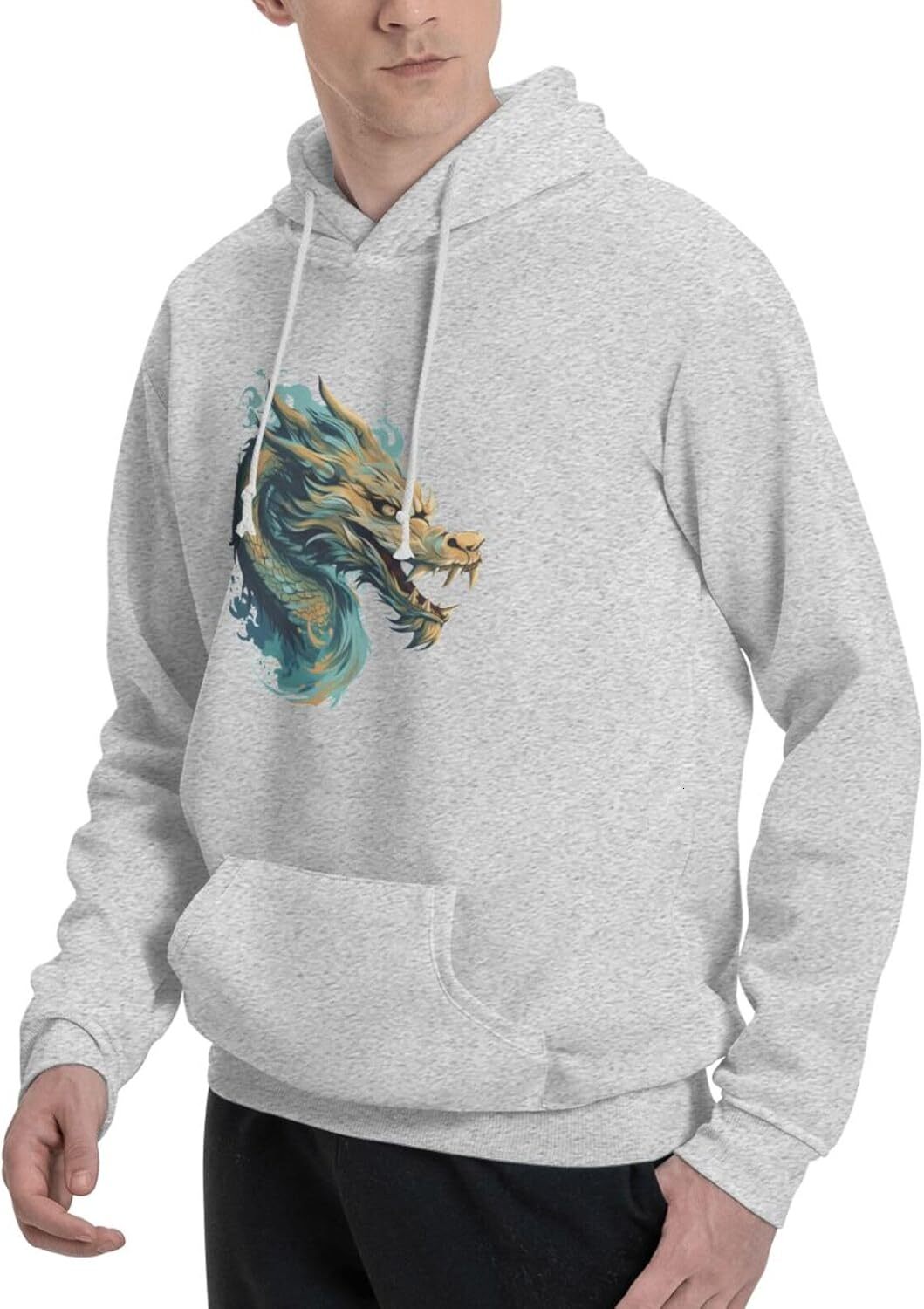 Hoodie for Mens Womens Funny Cartoon Chinese Dragon Print Hoodie for Women Men Animals Lovers Pullover Hoodies Sweatshirt Clothing Graphic