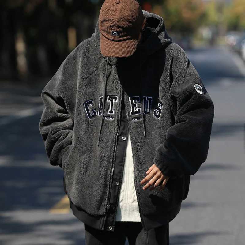 Winter American Mens and Womens Park Reversible Imitation Sherpa Apron Coats Thickened Imitation Cashmere Park Preparatory Students W241024