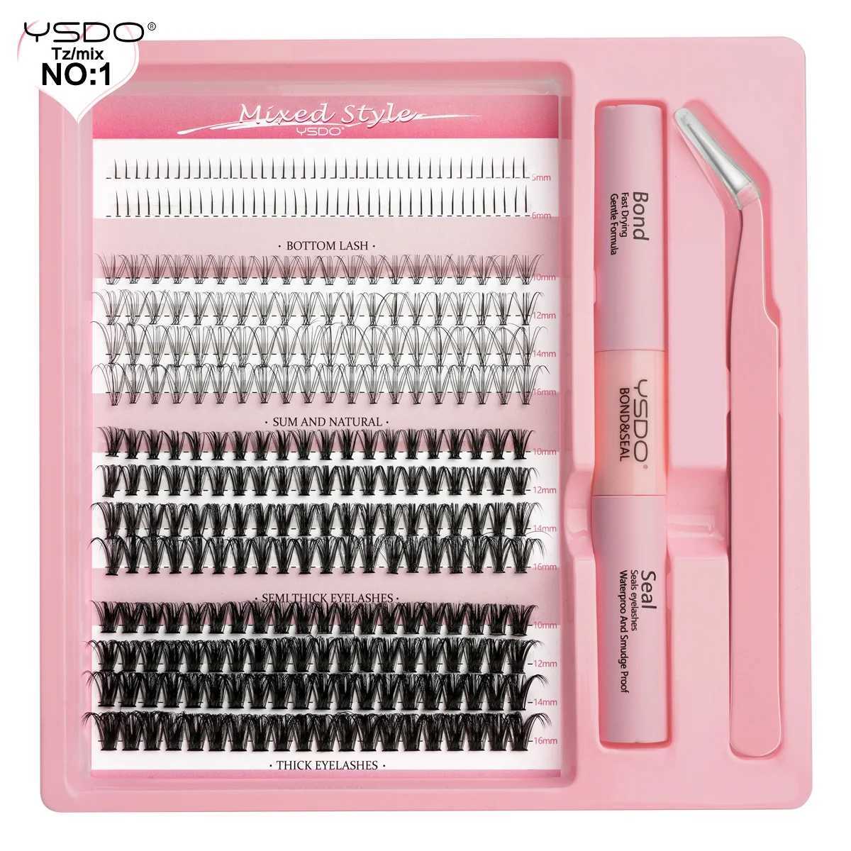 10/12 row DIY eyelash extension kit personal eyelash bonding and sealing false eyelash glue removal sticker and tweet makeupW241024