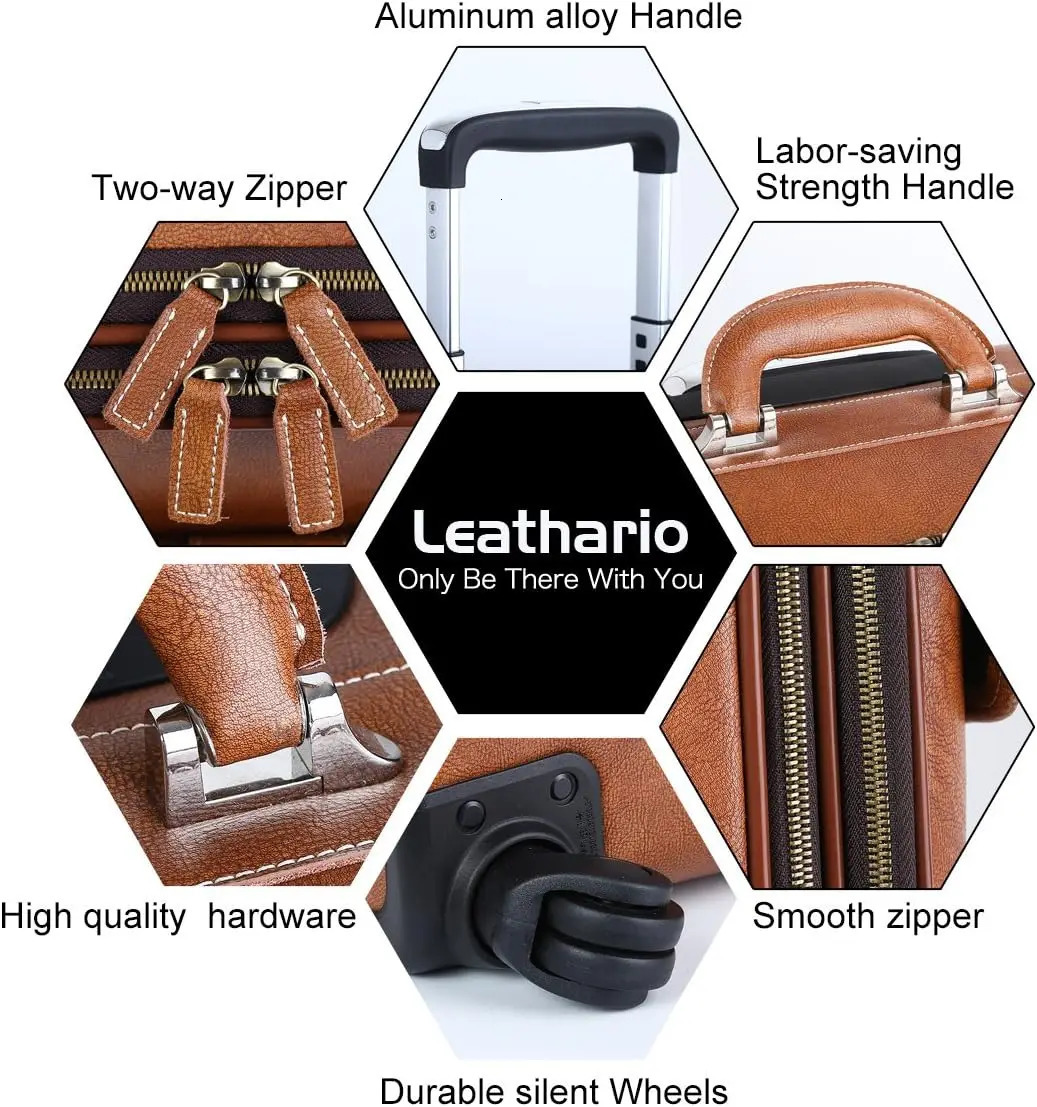 Leather Rolg Laptop Case Wheeled Briefcase Suitcase Roller Boarding 241021 ddf0 4