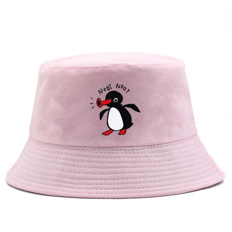 Summer Penguin Bucket Hat reversible Bob mens cotton travel beach fisherman hat outdoor sports pull up Bob Panama sun hat W241024