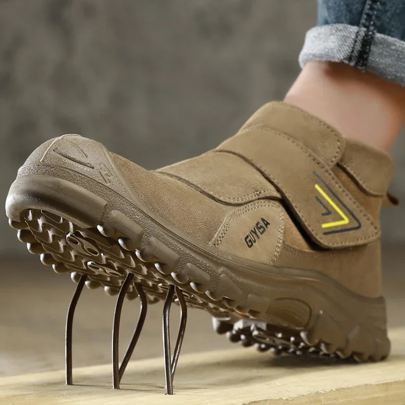 Anti slip welding work shoes shock resistant perforated mens and womens safety shoes protective shoes wear-resistant suede shoes 241024