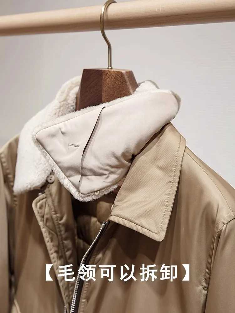 Wool cotton padded winter 2024 new mens sheepskin lapel cotton padded jacket high-quality fashionable and luxurious mens padded jacket clothing W24102