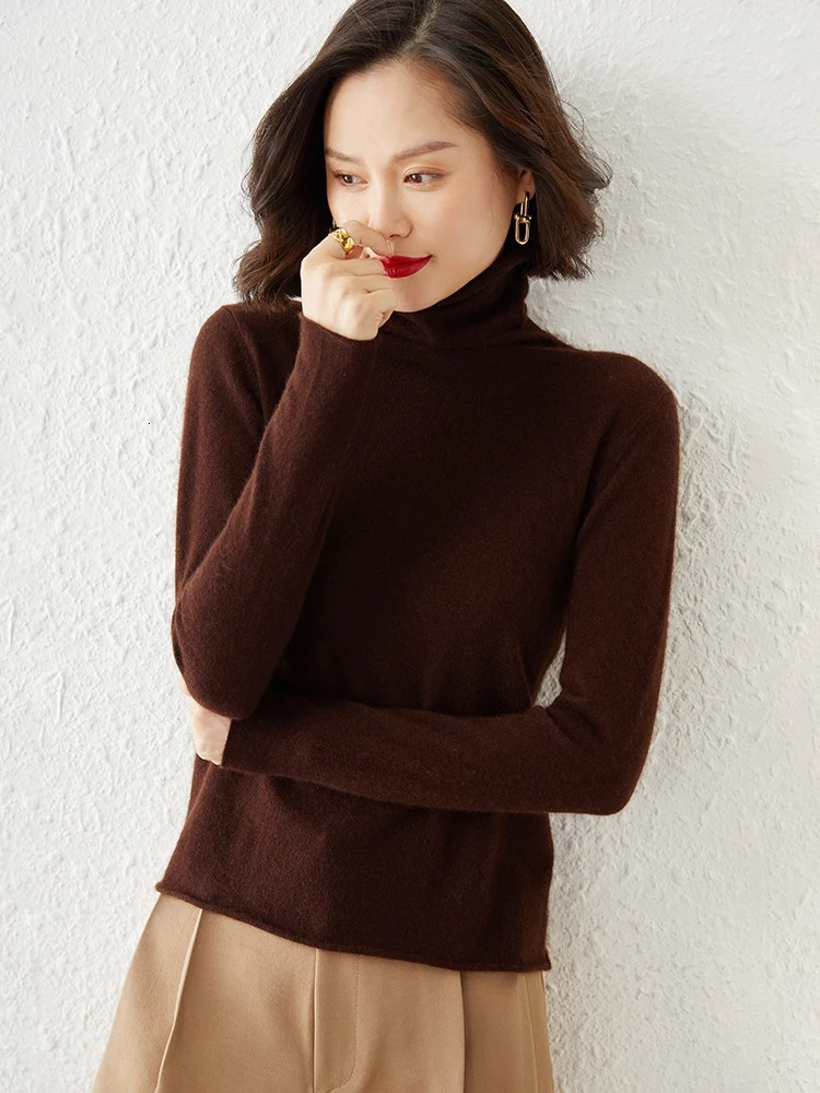 Autumn and Winter Sweater Womens Pile Collar Loose Long Sleeve Pullover High Inner Wool Knitted Bottoming Shirt Top 241021