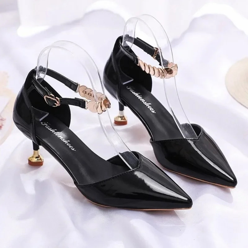 Womens Fashion Dessert Lace Buckle Stiletto High Heels Womens Cool Red Party Shoes White Laces 241024