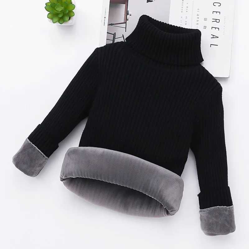 Childrens apron sweater autumn and winter childrens turtle collar knitted zipper baby cotton top pure cotton warm shirt W241025
