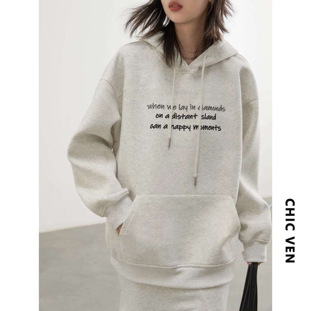 CHIC VEN Women's Sweatshirts Loose Casual New Korean Letter Embroidered Knitted Hoodies Coat Woman Skirt Autumn Winter 2024