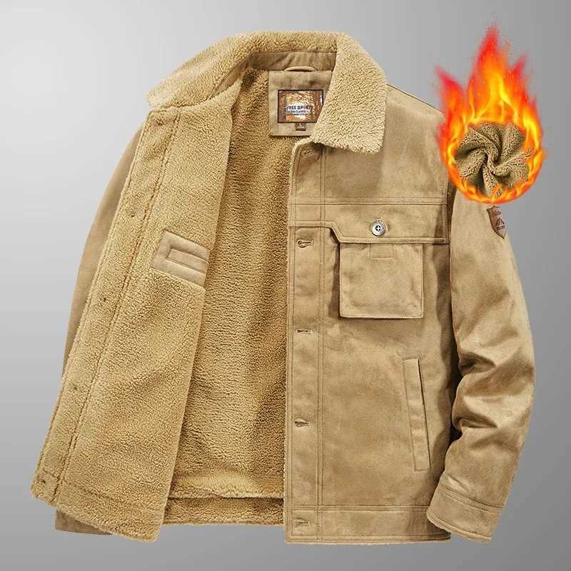 Winter outdoor new mens jacket thickened warm casual jacket lapel windproof mens clothing fully matched W241024