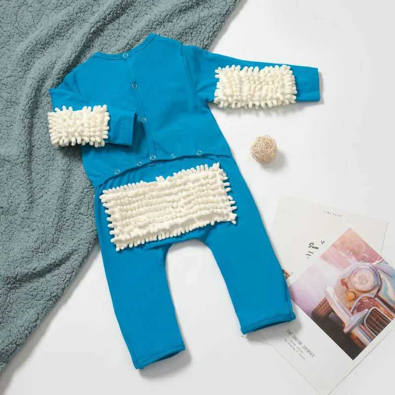 Baby Clothes 2024 New Baby Crling Clothes Baby Mopping Crling Clothes Dark Button English long-sleeved JumpsuitXJ241025