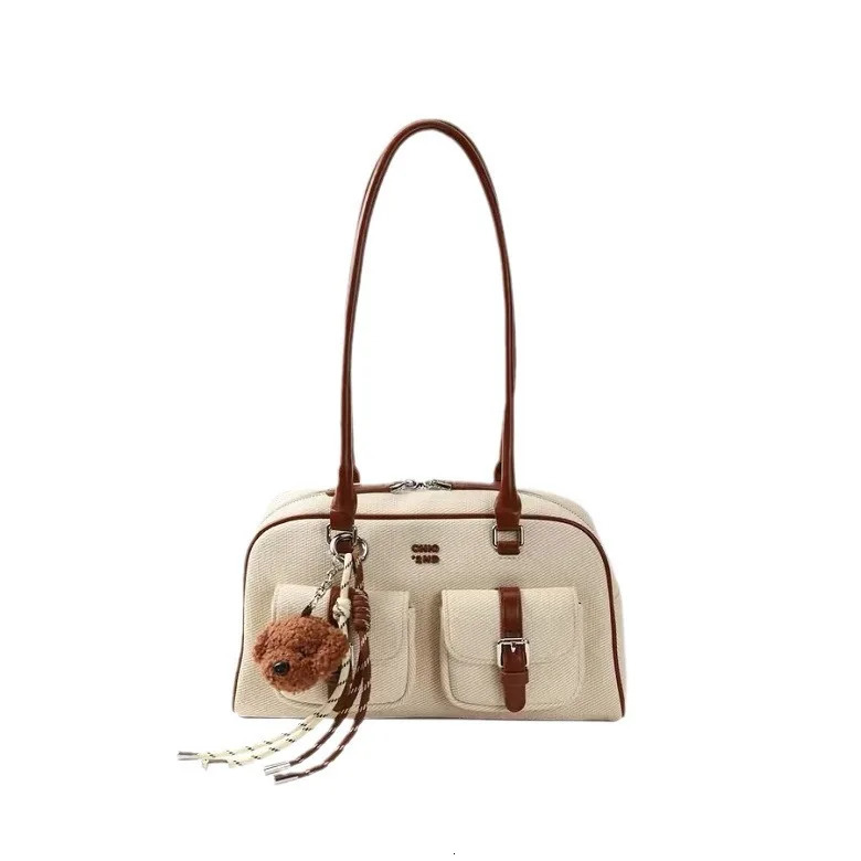 ner PU Leather and Canvas Patchwork Womens Shoulder Bag High Quality Contrast Color Crossbody Bucket Handbag 241021