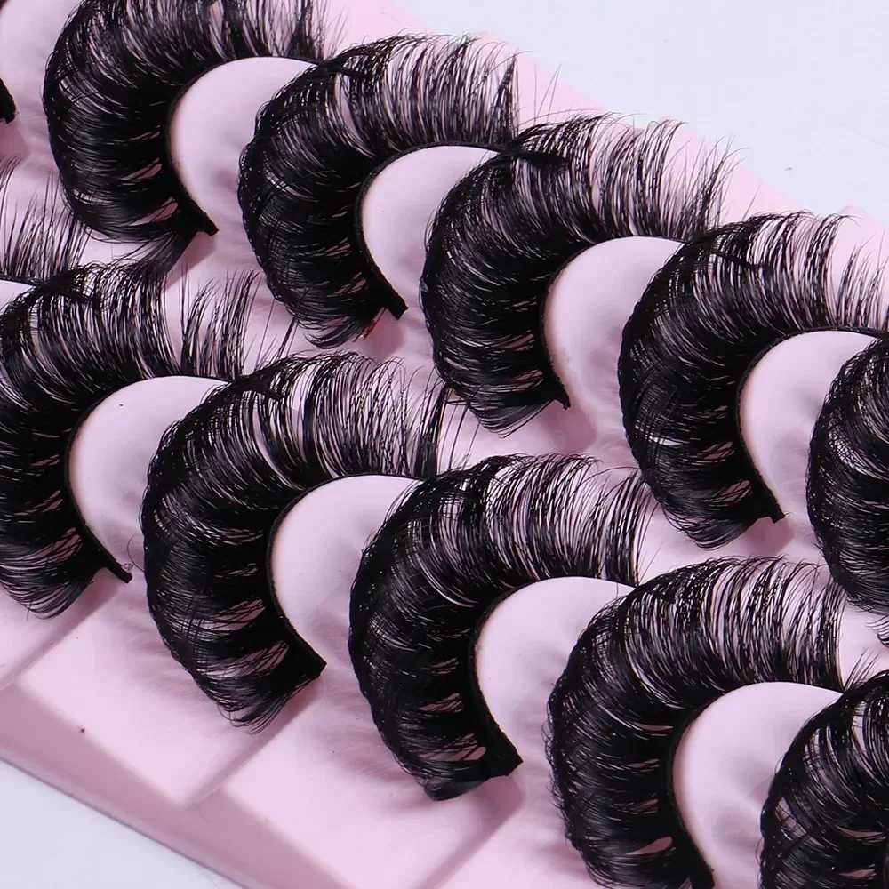10 pairs of Russian striped eyelashes DD curly eyelashes 3D reusable fluffy false eyelashes Russian extensionW241024