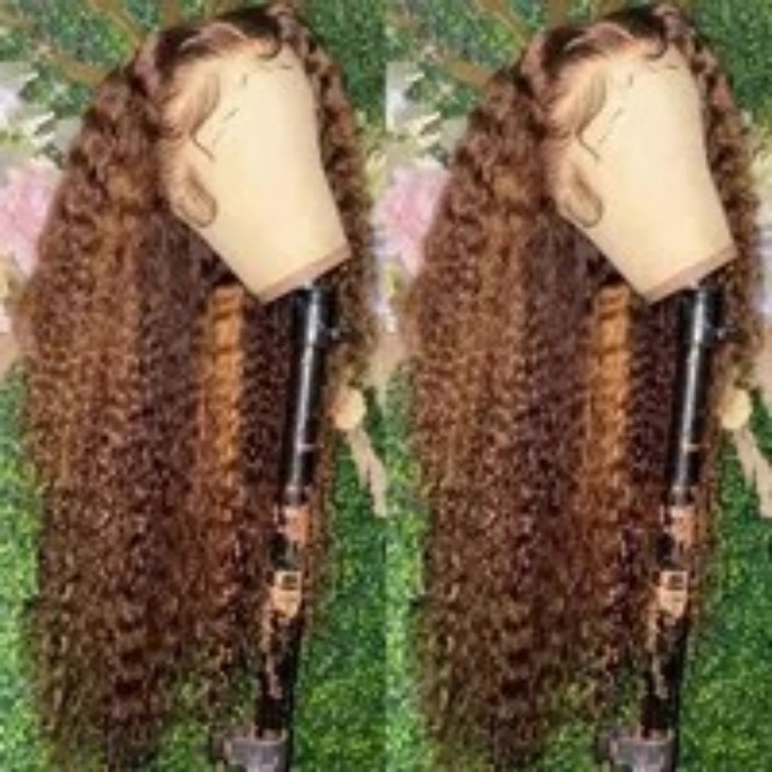 Honey Highlight Blonde frontal Lace Frontal synthesisHair Wigs Ombre Curly Indian Kinky Cruly Pre Plucked
