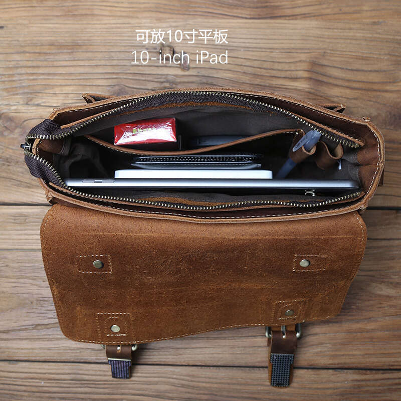 retro leather mailman crazy horse mens top layer cowhide shoulder bag casual handbag for 10inch ipad