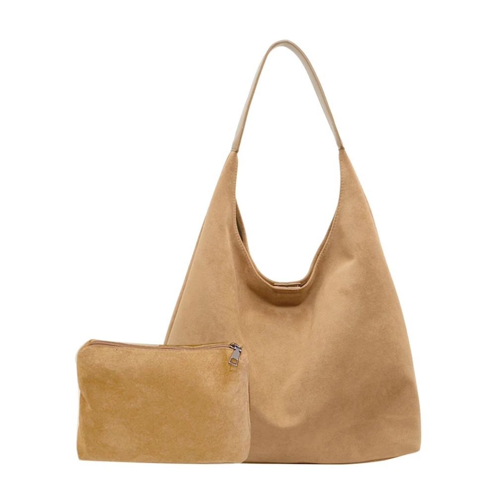 Women Suede Bucket Bag Large Capacity Tote Trendy Retro Handbag Hobo for Work Travel Shopping 241021