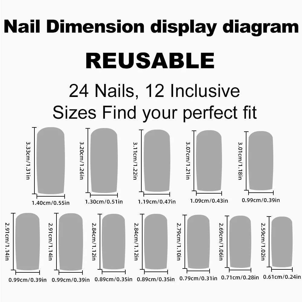 24pcs Extra Long False Nails French Patterns Press On Nails White Line Square Artificial Nail Tips Manicure Shiny Fake NailsXJ241025
